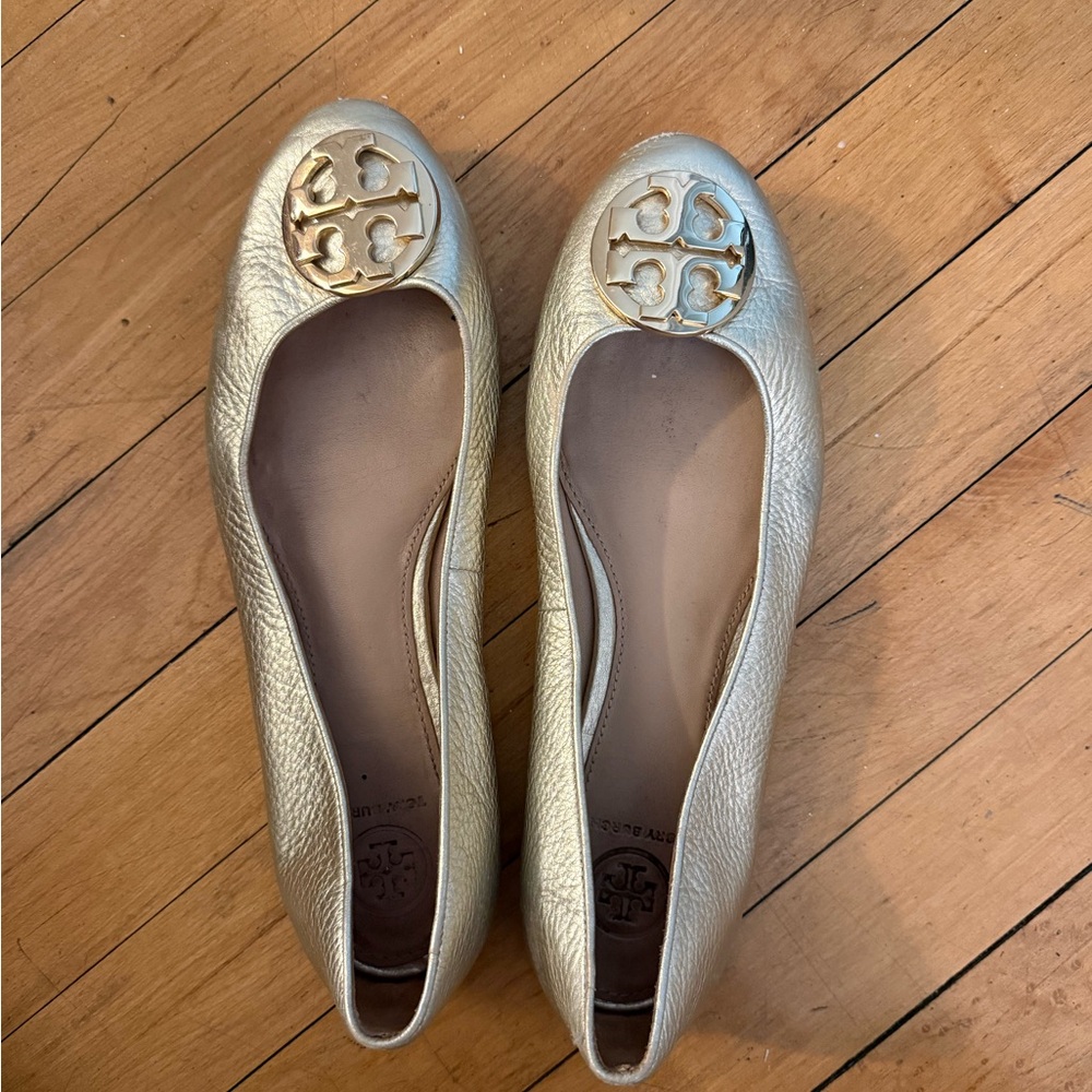 Tory Burch Metallic Gold Loafers